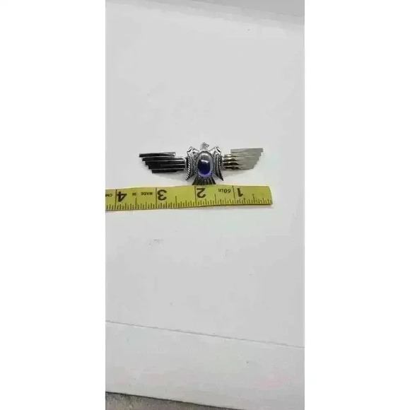 Vtg Hondo Clip Shirt Collar Tie Southwest Eagle & Rainbow Hematite Wil-Aren - Picture 4 of 5